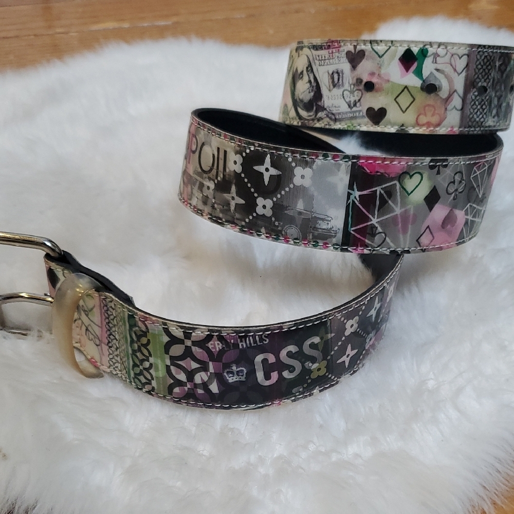 Vintage 90's Holographic Multicolor Patterned Women's Belt